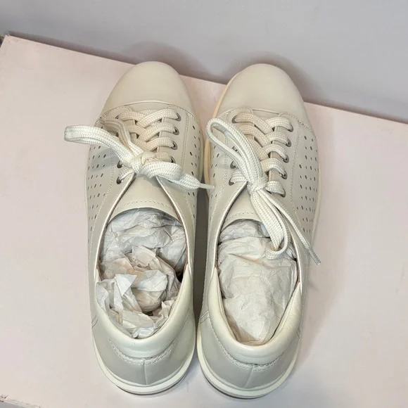Paolo White Platform Perforated Leather Sneakers - Picture 2 of 4